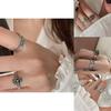 Stylish S925 Vintage English Finger Ring For Women With Unique Gothic Design And Adjustable Size