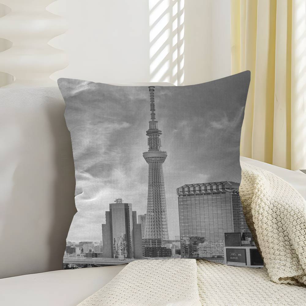 Black And White City Art Pillow Cushion Cover Pillowcase Living Room Sofa Home Decor Customized