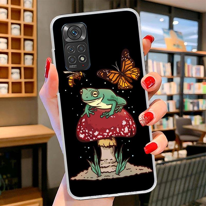 Коттеджкор Лягушка Гриб Кавайный Чехол для Телефона Для Xiaomi Redmi Note 15 14 13 12 11 10 Pro Plus 14S 12S 11S 11T 11E 10S Мягкий