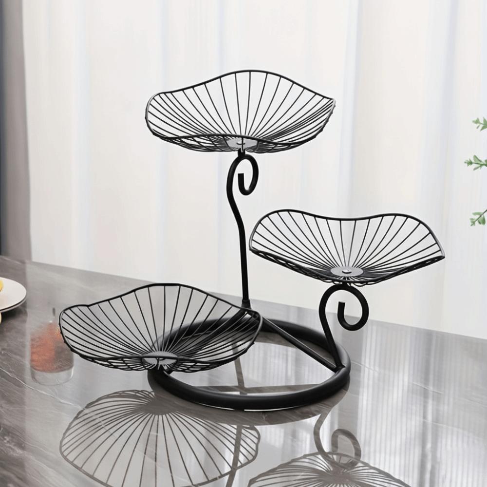 Многоярусная сервировочная подставка в форме листа лотоса, металлическая проволочная фруктовая корзина, 3-ярусная фруктовая корзина, обеденный стол