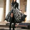 Women's Autumn and Winter Lace Splicing Jacket Mid-Waist Vintage Long Clashing Color Trench Coat