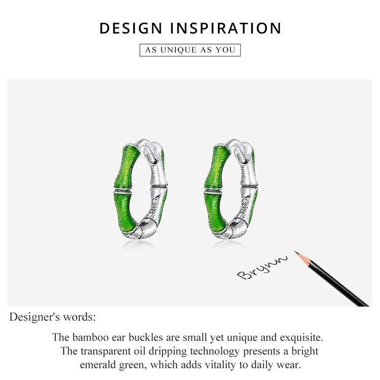 BAMOER 100% стерлингового серебра 925 пробы, серьги-гвоздики, винтажные бамбуковые маленькие пряжки для ушей для женщин, свадебные украшения