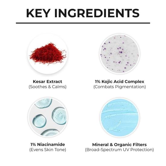 Доктор. Солнцезащитный крем Sheth's Kesar & Kojic Acid для всех типов кожи Spf 50 Pa++++ для кожи без пигментации | Без белого оттенка и легкий вес - 50 г