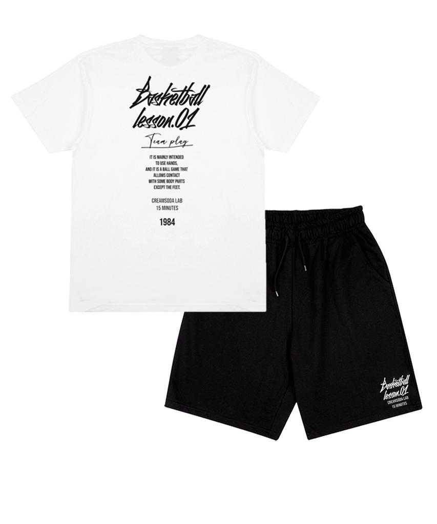 CREAM SODA LAB [2Pack] Quarter Logo Short Sleeve Shorts Set (Type B)