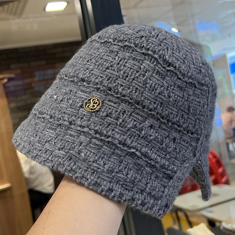 Весенний и осенний дышащий универсальный женский маленький вязаный панама-ведро с ажуром