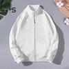 Men Sport Coat Stand Collar Long Sleeve Zipper Placket Baseball Jacket Solid Color Loose Fit Running Gym Outwear
