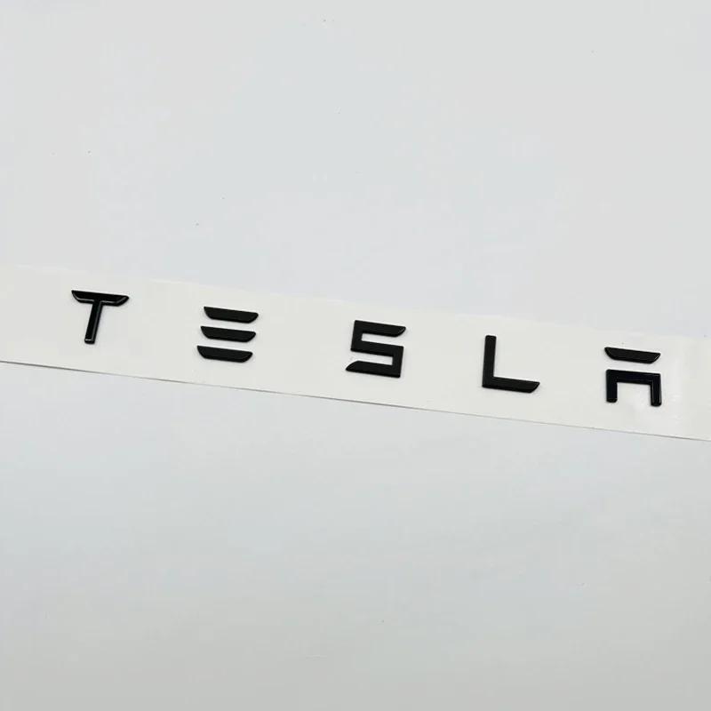 NEW 3D Letters Tesla Logo Carbon Chrome Black Red Badge Car Rear Trunk Stickers For Tesla Model 3 Y X S Back Decals Accessories