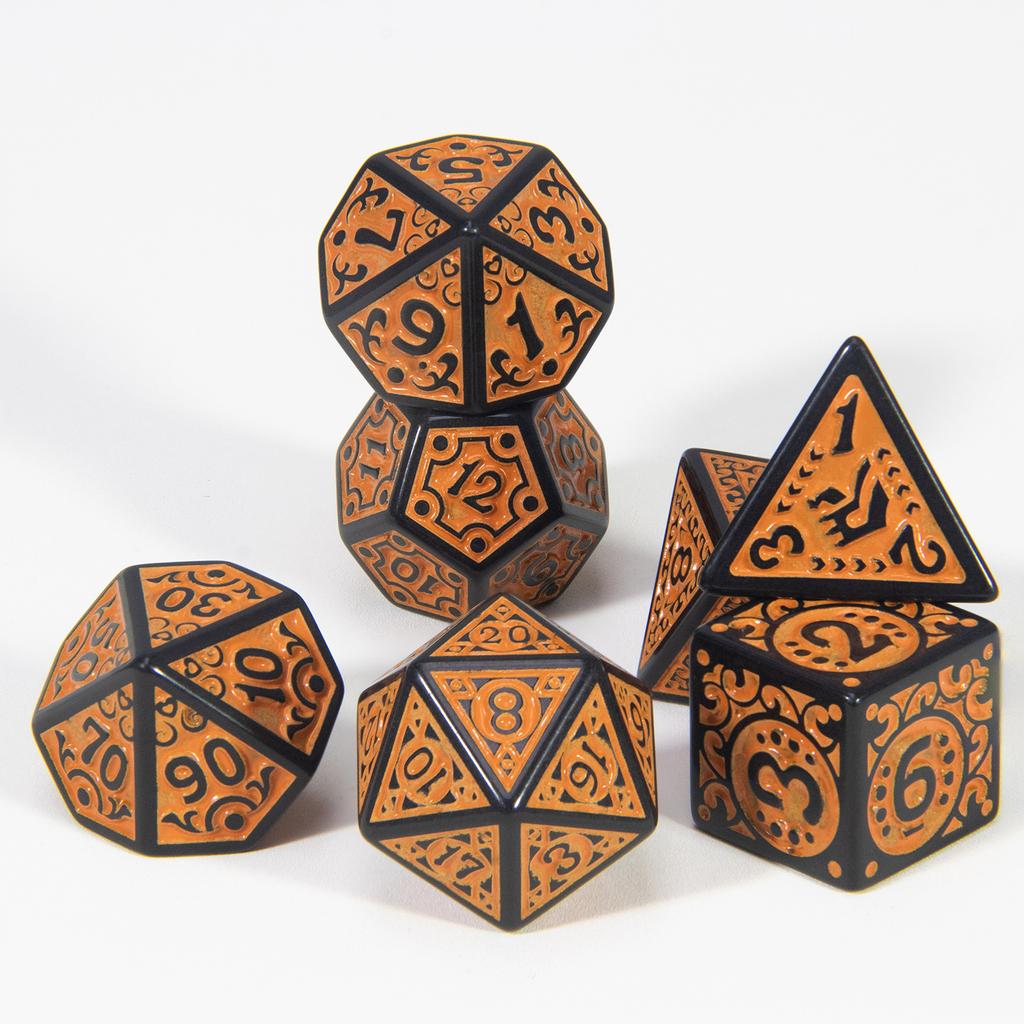 Многогранные игральные кости DND 7 шт. Текстуры Узорные игральные кости для DNDGame Ролевая игра Настольная игра Аксессуары для хобби Праздничный подарок