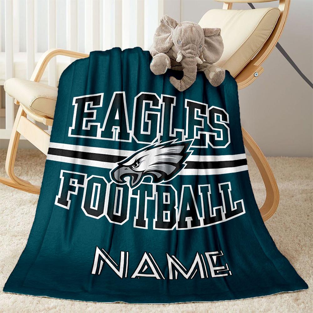 Eagles Football Jersey Personalized Text Blanket Gift Personalized Blanket Soft Warm Cozy Suitable for Home Decor Living Room Sofa Picnics