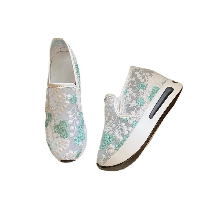 2023 лоферы, женские дышащие кружевные сетчатые летние удобные туфли на плоской подошве, женская повседневная обувь с круглым носком и толстой подошвой, zapatos