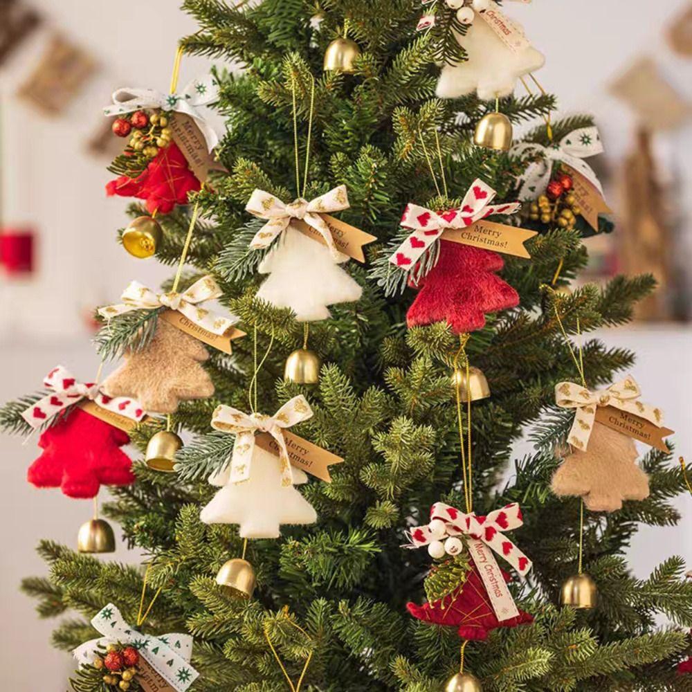 Мягкая подвеска в виде елки ручной работы, поделки, колокольчик на елку, настенное украшение, рождественские подарки