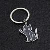 Unconvinced Kitten Keychain Cartoon Funny Stainless Steel Keychain Middle Finger Black Cat Pendant Car Keychain Gift