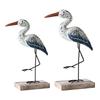 Sea Bird Figurine Collectible Retro Style Nautical Table Centerpiece Wooden Sculpture Desktop Ornament for Shelf Bedroom Cabinet