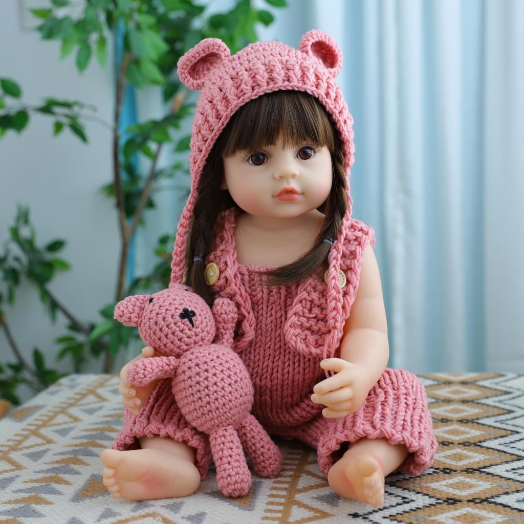 Simulation Reborn Baby 22 Inch 55 Cm Reborn Dolls Lifelike Full Silicone Vinyl Washable Movable Realistic Baby Dolls for Toddlers Reborn Baby Girls