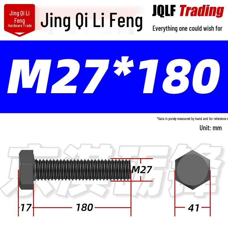 12.9 Grade High-Strength Blackened Hex Bolt M22-M48