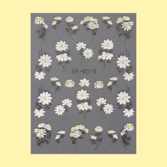 Дизайн ногтей, весенняя трехмерная самоклеящаяся 5D рельефная наклейка, не выцветающая, сделай сам, летний маникюр с цветочным узором подсолнуха