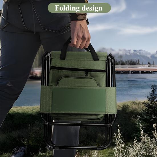 Portable Folding Chair with Cooler Bag Heavy Duty Waterproof Lightweight Outdoor Camping Backpacking Beach Picnic Fishing Collapsible Stool Seat