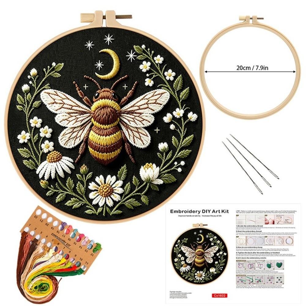 Includes Thread Embroidery Kit Stamped Cloth Insect Embroidery Kit  For Beginners