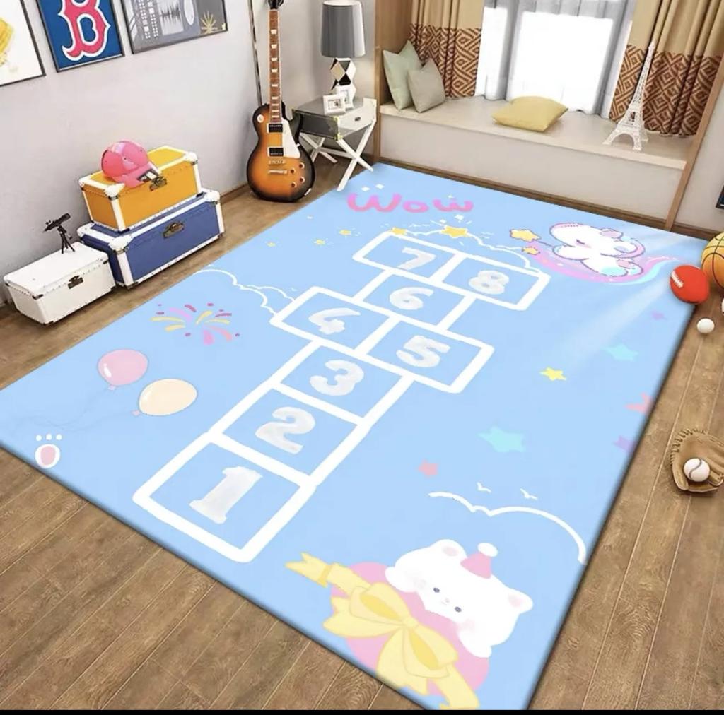 Cartoon Hopscotch Carpet Non-Slip Children's Room Study Table and Chair Mat Kindergarten Play Floor Mat Home Decoration
