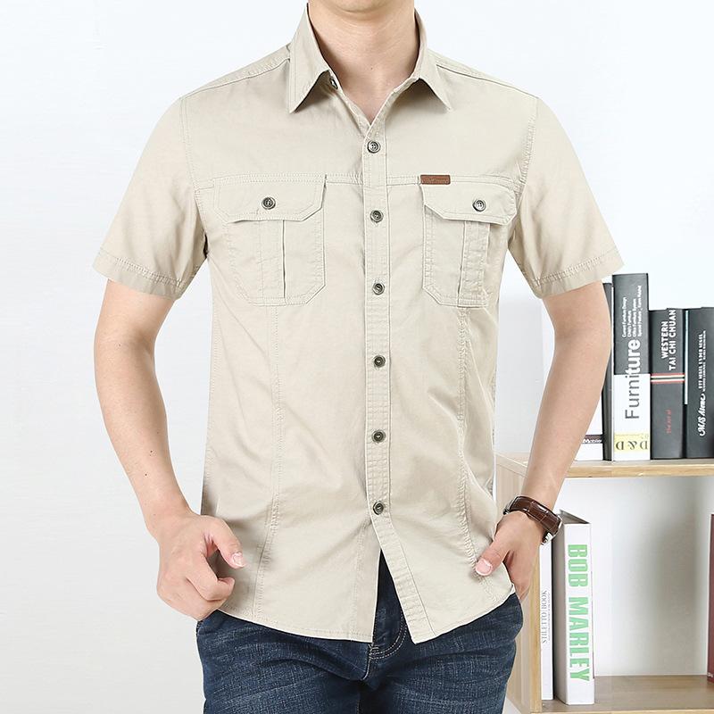 Летняя рубашка с коротким рукавом Мужские рубашки Рубашка для работы на открытом воздухе Свободная повседневная рубашка Мужская верхняя одежда Удобные и прочные мужские топы Модный тренд
