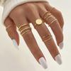 2023 Summer Elegant Ring Jewelry Hand Engraved Simple Gold Ring Set Elegant Round Sign Gift Girl Student Ring Set