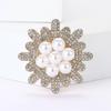 High-End Fashion Rhinestone Pearl Sunflower Brooch Exquisite And Versatile Women'S Clothing Corsage Jewelry Pin