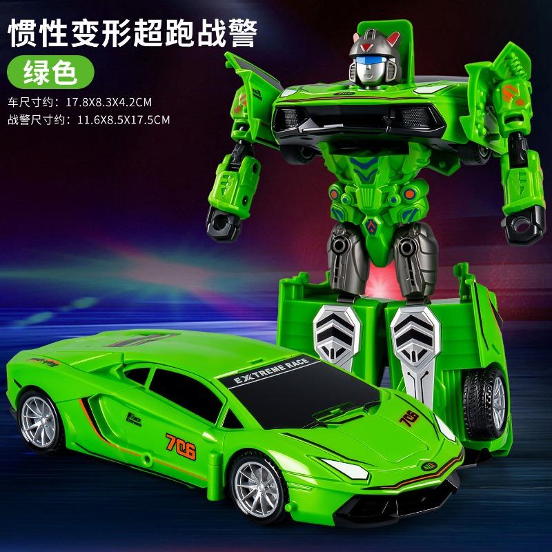 Kids Transformable Robot Toy Car Inertia Sports Car For Boys