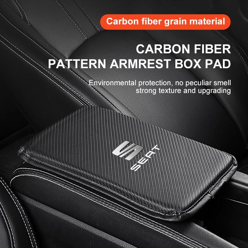 Подушка на консольный бокс автомобиля из кожи с углеволокном, чехол-подушка для подлокотника автомобиля для SEAT Leon FR 5 6 MII Altea 5F Ibiza Toledo Cordoba Alhambra MK3