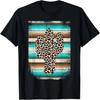 Funny Leopard Cactus Serape Cactus Print Turquoise Brown T-Shirt