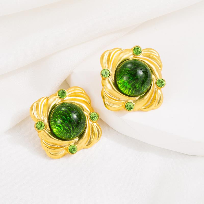 Женские серьги-гвоздики в стиле ретро, серьги-подвески из титанового стального сплава, акриловые хрустальные квадратные бусины, геометрические украшения для ушей