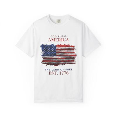 God Bless America Flag Tee | The Land of Free EST. 1776 T-Shirt
