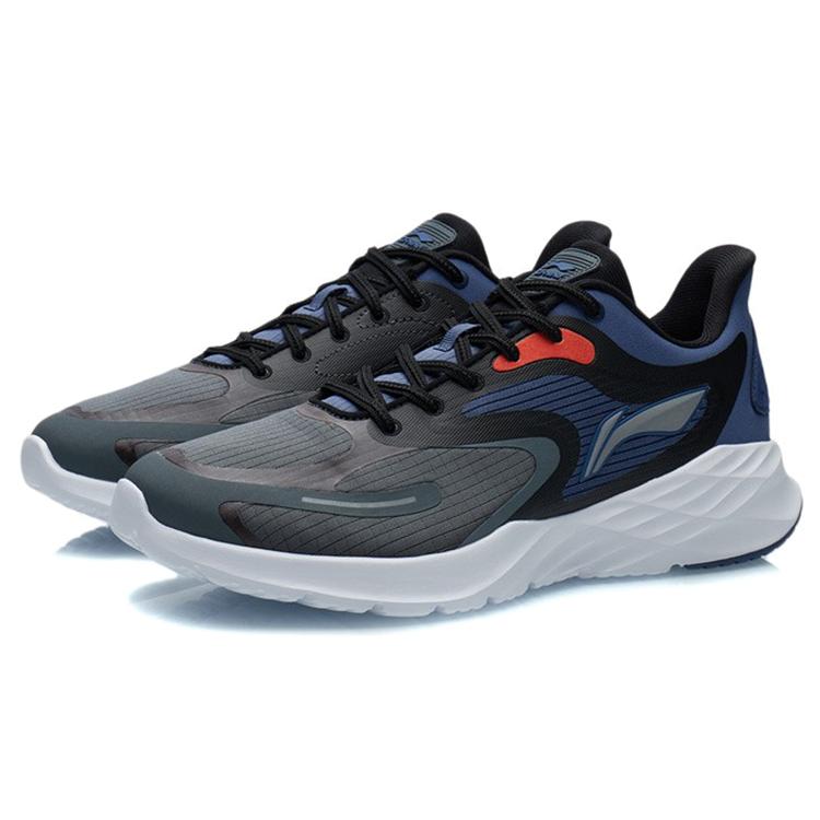 Li Ning Амортизирующие Нескользящие Износостойкие Светоотражающие Низкие Беговые Кроссовки Мужские Сине-серые ARSR045-2