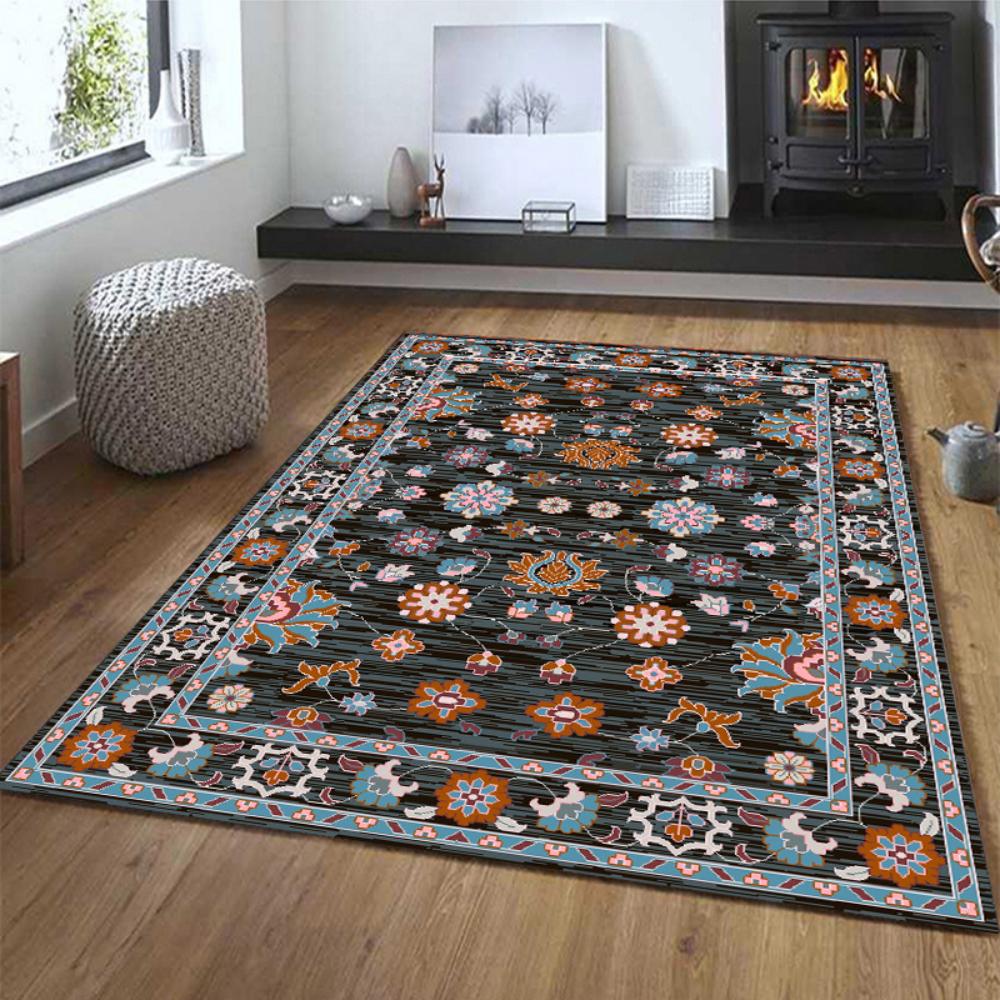 Washable Vintage Persian Style Carpet, Lightweight Floor Mat for Bedroom & Living Room, Soft Comfortable Modern Vintage Rug