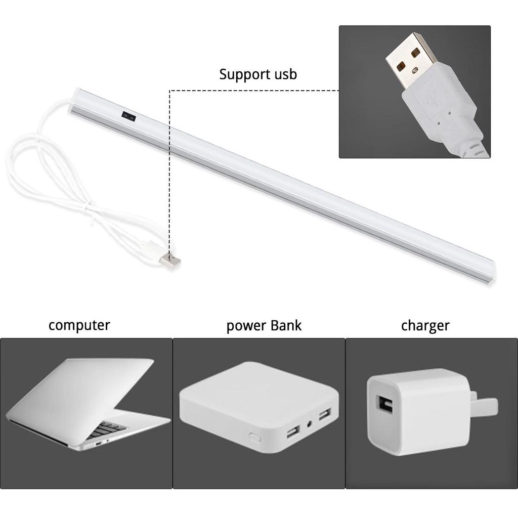 LED Indoor Night Light 30/40/50 Cm USB Plug Hand Wave Activation 5W/6W/7W Bright Lamp Bar for Counters,Sinks,Wardrobes,Desks