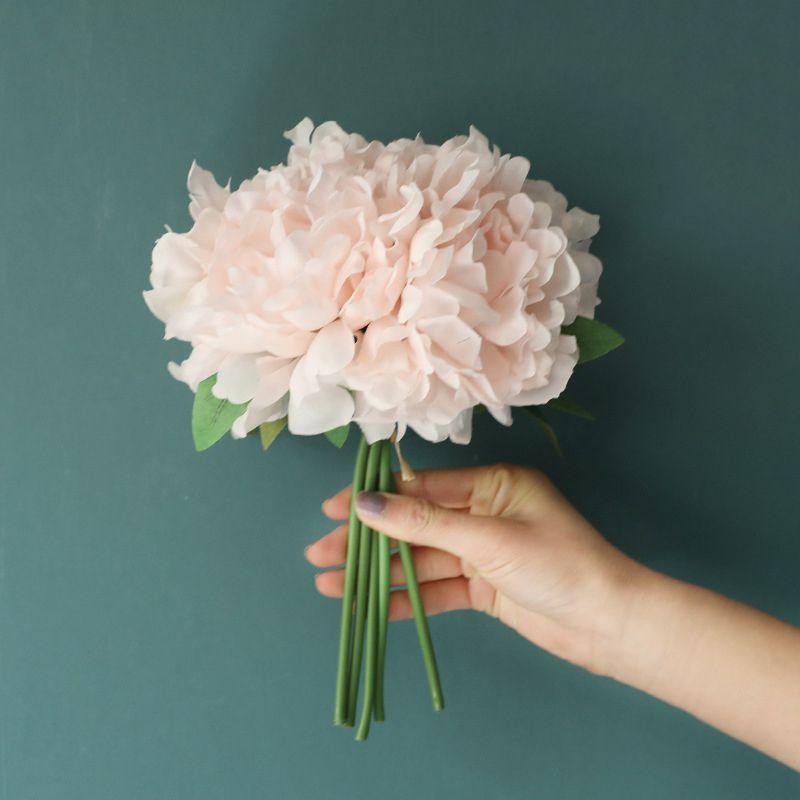 5 Heads Artificial Peony Silk Fake Flowers Hydrangea Bouquet For Elegant Wedding Party Decor**