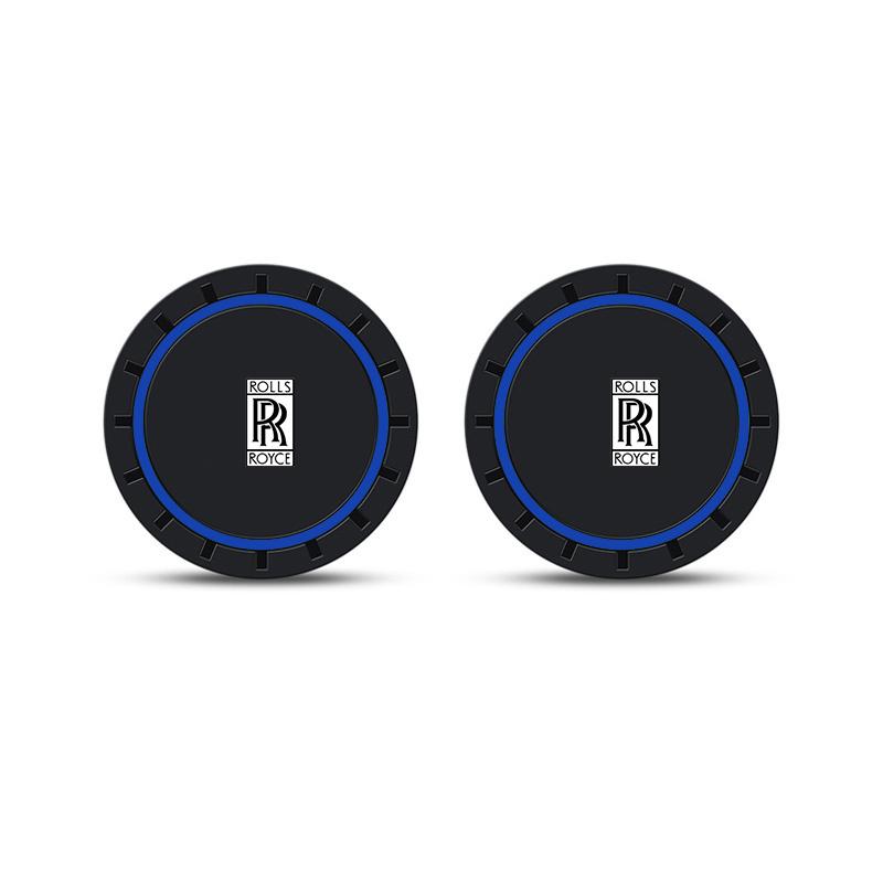 2PC Leather Interior Car Anti Slip Mat Coaster Car Water Cup Slot Accessory for Rolls-Royce Cullinan Phantom Ghost Wraith Dawn