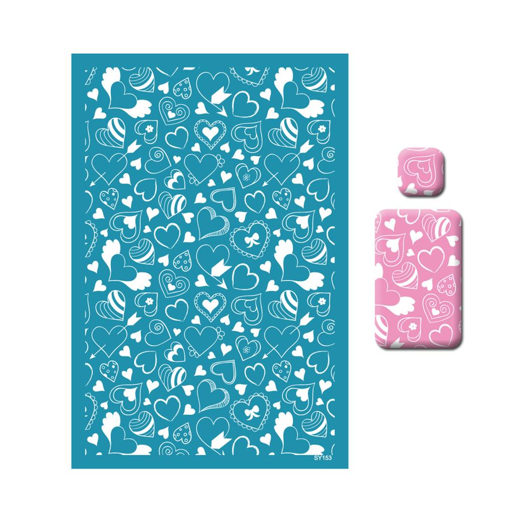 Silk Screen Stencils for Clay Valentines Day Heart Silkscreen Print for DIY Printing On Clay and Earrings Jewelry Clay