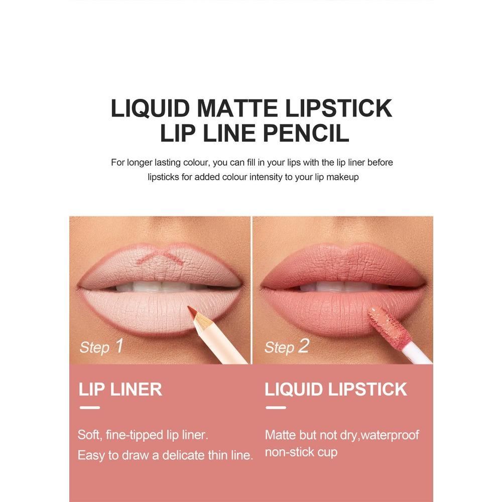 HANDAIYAN 12 цветов Матовая ручка для губ плюс блеск для губ Комбинация аутентичной помады без прилипающей чашки без обесцвечивания глазури для губ Женский