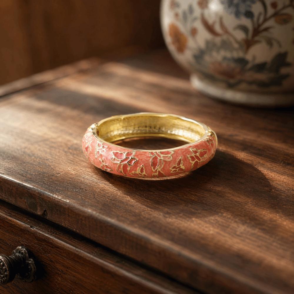 Enamel Butterfly Bangle Traditional Women's Hand Bracelet Vintage Vintage Cloisonne Bangle Ladies