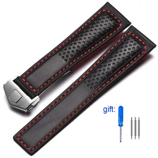 Genuine Leather Watch Band For Tag Heuer Carrera Diving Monaco F1 Series Breathable Watch Straps 22mm Men's Watch Chain