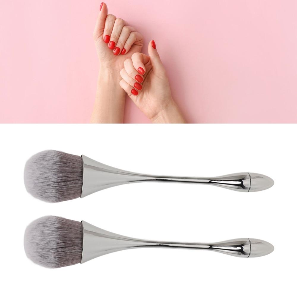 2pcs Soft Bristles Nail Art Powder Brush Ergonomic Handle Powder Remover Brush For Manicure Use