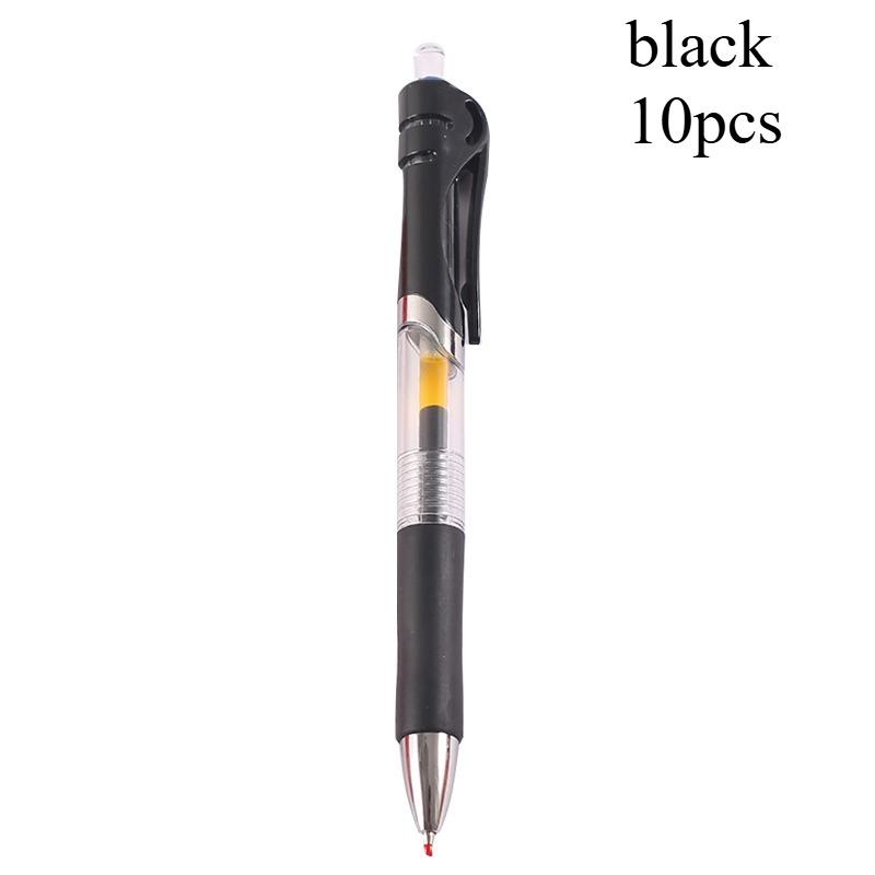 10 шт. Нажимная ручка с нейтральными чернилами, большой емкости, пулевидная, карбоновая, для подписи, для бизнеса, для офиса, черная ручка, быстросохнущая, пишет плавно