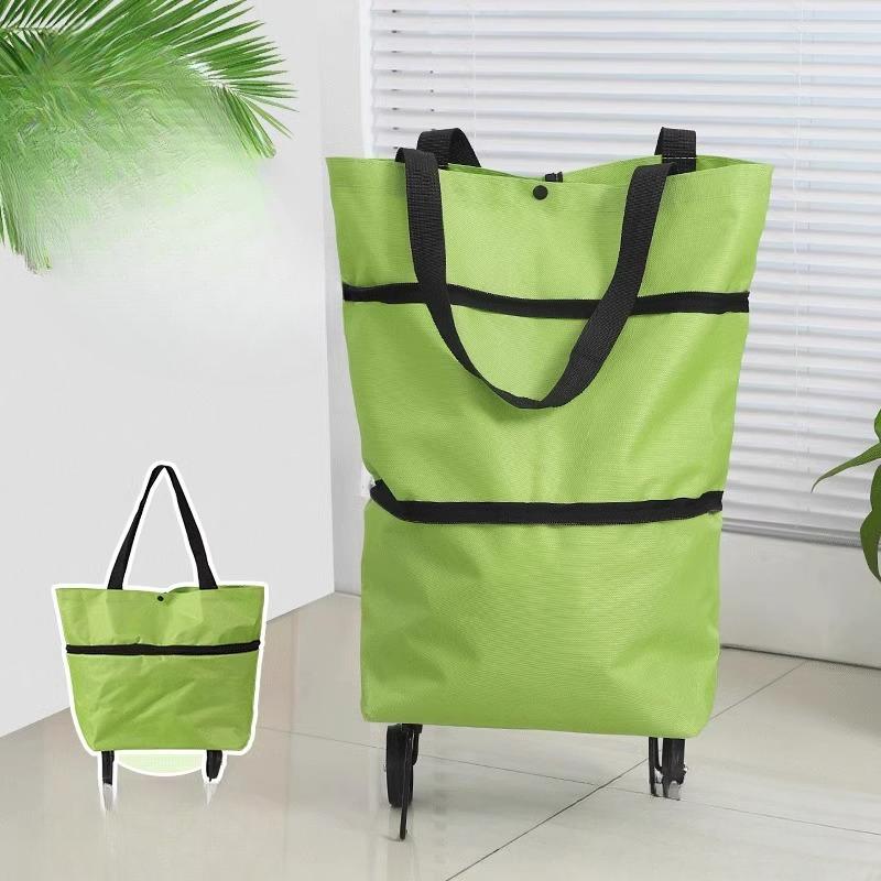 Foldable Supermarket Shopping Bags with Wheels, Small Pulleys and Portable Special Storage Items