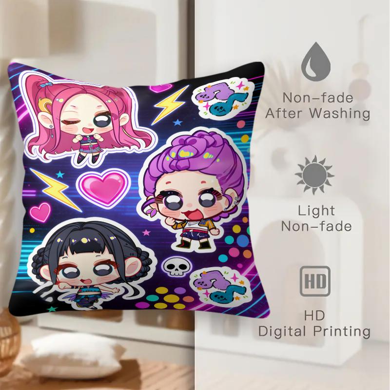 Kpop Style Throw Pillow Decorative Cushion Cute Anime Idol And Music Note Print Polyester Pillow For Sofa Bedroom Fans Home Decor
