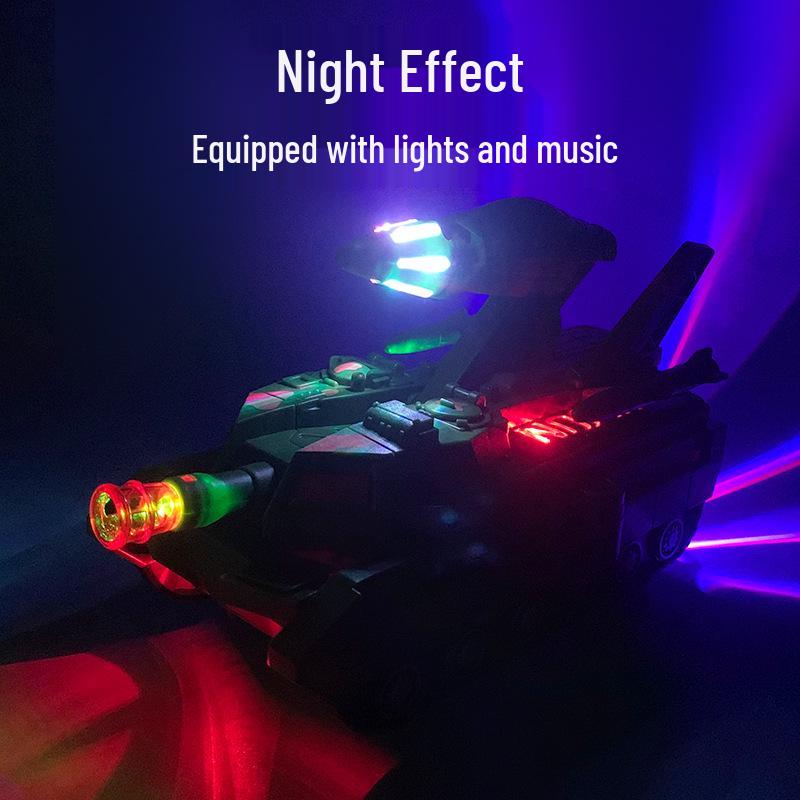 Transformable Tank Fighter Airplane Toy with Lights & Music for Kids