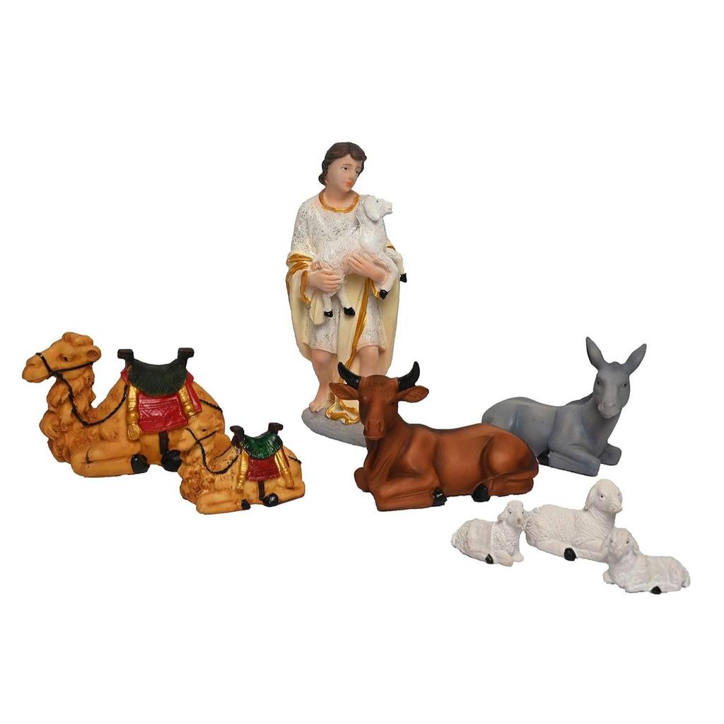 Рождественский набор из 15 предметов | Детский набор для кроватки, идеальный для рождественского подарка|Декор ( Пакет - Мария, Иосиф, Младенец Иисус, Ангел, 3 волхва, Пастух, 7 животных (6 дюймов)