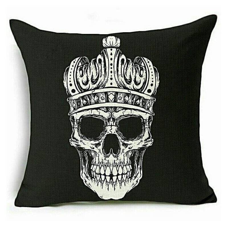 Skeleton Head Throw Pillow Cover With Linen Fabric For Home Decor And Living Room