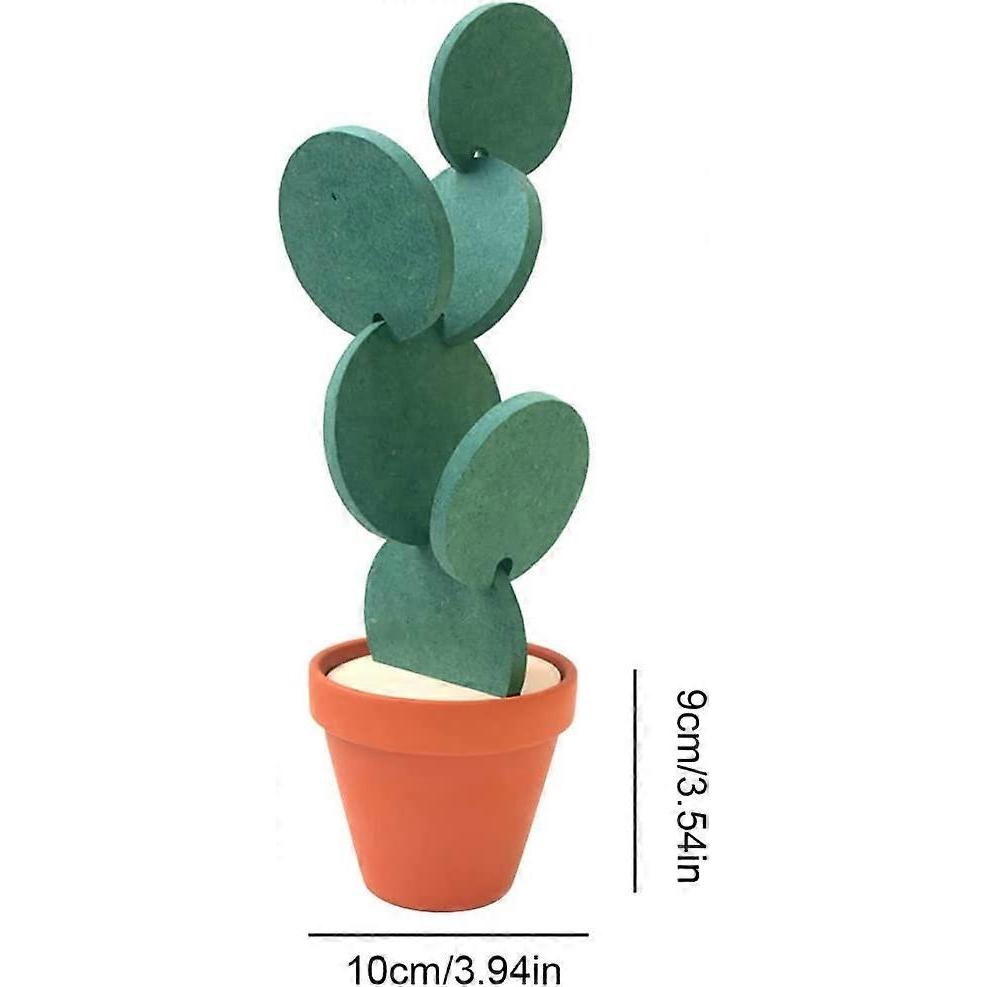 Cactus Coaster,Coasters Cactus Set,DIY Round Cup Coasters with Flowerpot Holder Creative DIY Cacti