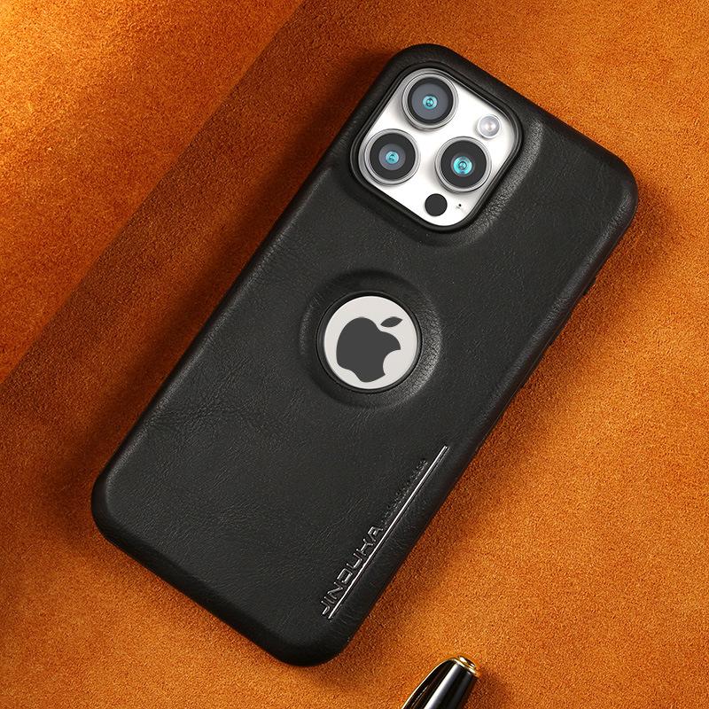 Подходящий для чехла для телефона Apple 15promax с открытым логотипом, Полная защита для iPhone14, Магнитное притяжение 13, Кожаный чехол для деловых мужчин 12