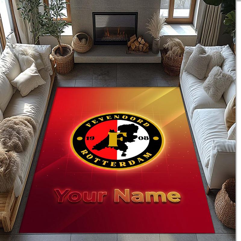 Feyenoord Printed Crystal Velvet Rug Non‑Slip Crystal Velvet Carpet For Sofa Bedroom Indoor Home Decoration